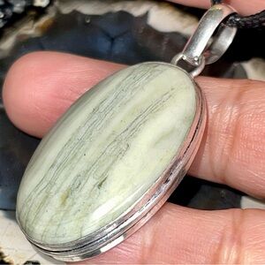 Yellow Green Larsonite Pendant 2”